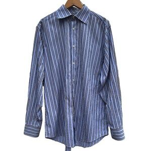 NEW Maker & Co Light Blue Striped Button Down Shirt Size Large Long Sleeve